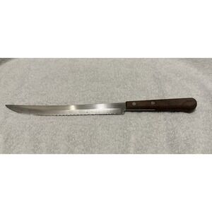 ONEIDA Custom Stainless Knife 9" Blade Wood Handle USA Vintage